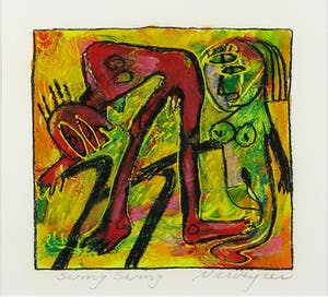 Henk Vierveijzer - Gemengde techniek op papier, Swing swing - Ingelijst kopen? Bied vanaf 50!