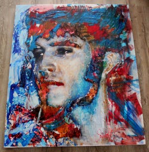 Peter Donkersloot - Peter Donkersloot Acryl en olieverf over print op linnen - Elvis Presley (groot! kopen? Bied vanaf 395!