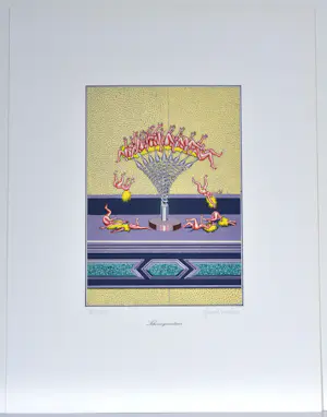 Frank Maieu - Schouwgarnituur - Zeefdruk - Gesigneerd - 54x42 cm - 1977 kopen? Bied vanaf 65!