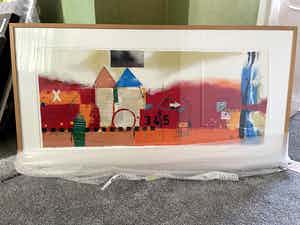 Theo Koster - Zeefdruk, Zonder titel (Torens) - Ingelijst (Groot) - Nr. 58 verkocht voor € 150!