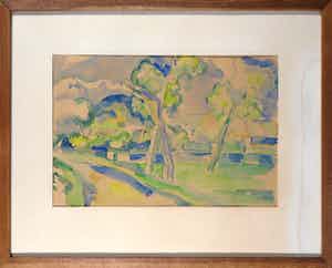 Henk van den Idsert - Aquarel, Dorpsgezicht - Ingelijst verkocht voor € 1!