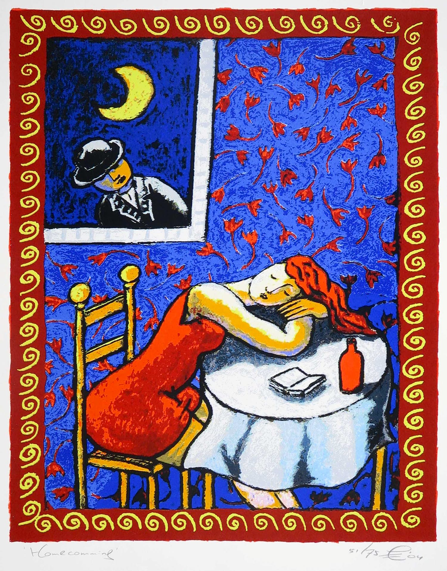 Jacques Tange - Zeefdruk, Homecoming verkocht voor € 1!