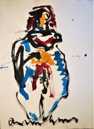 Anton Heyboer - Moeder en kind De oermoeder kleurige krachtige schildering . verkocht voor € 425!