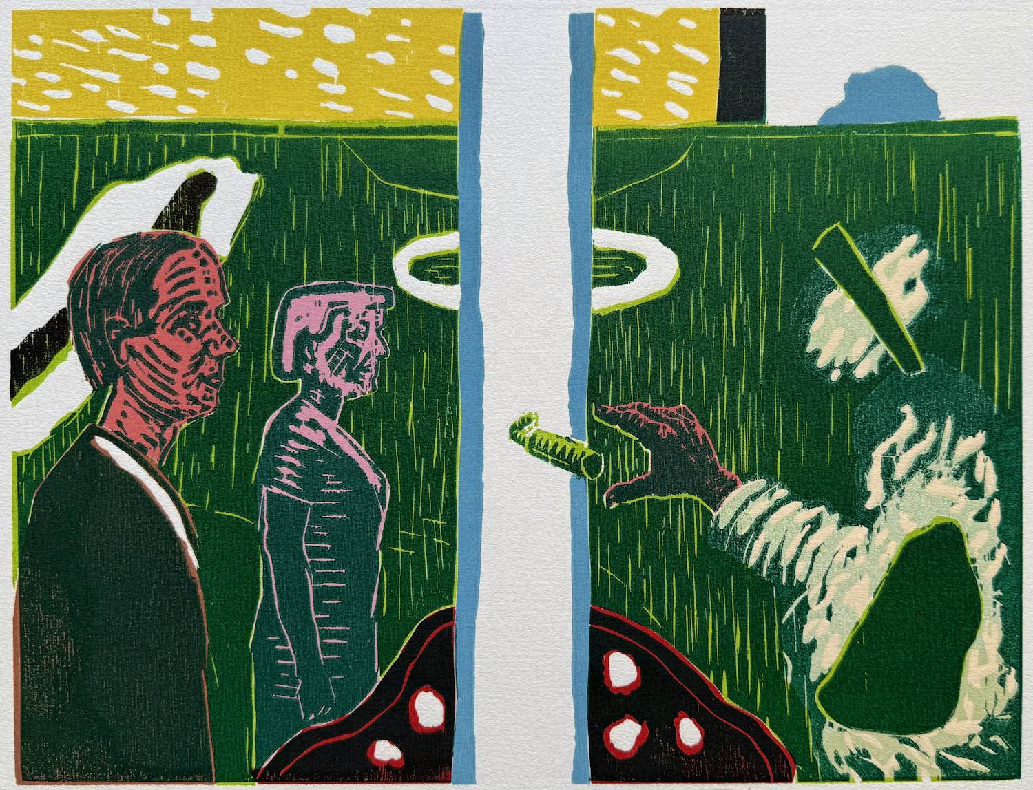 Roger Raveel - handgesigneere kleurenhoutsnede | 'Voor de poort' | 1988 kopen? Bied vanaf 1600!