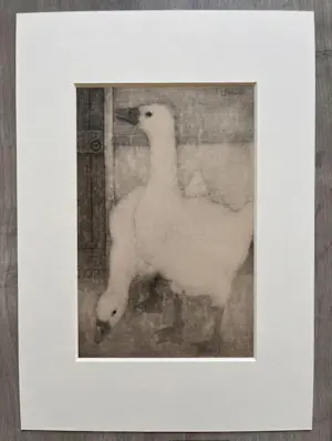 Jan Mankes - Originele Heliogravure 2 Ganzen 1923 kopen? Bied vanaf 110!