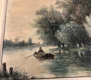 Johannes Pieter van Wisselingh - Landschap met visser en huisje kopen? Bied vanaf 75!