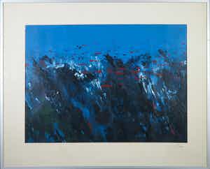 Franscz Witte - Olieverf op papier, Onderwaterleven - ingelijst verkocht voor € 1!