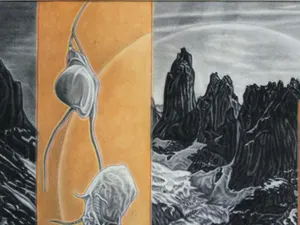 Rein van Briemen - "Vormdoorbreking" | surrealistische pasteltekening (1981) - ingelijst kopen? Bied vanaf 59!