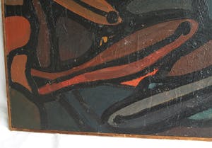 Pieter 't Hart - Ingelijst olieverf op board , “Nannostomus” (‘Potloodvissen’) – 1964 kopen? Bied vanaf 50!