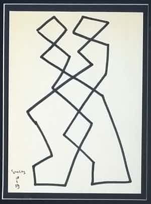 Siep van den Berg - Tango dansen - inkt op papier verkocht voor € 125!