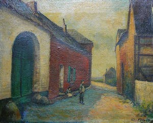 Arthur Nols - Dorpsgezicht in de grensstreek -olieverf- kopen? Bied vanaf 65!