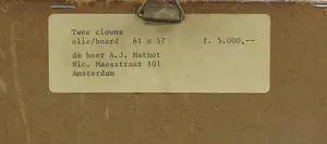 Aad de Haas - Olieverf op board, Twee clowns - Ingelijst kopen? Bied vanaf 5000!