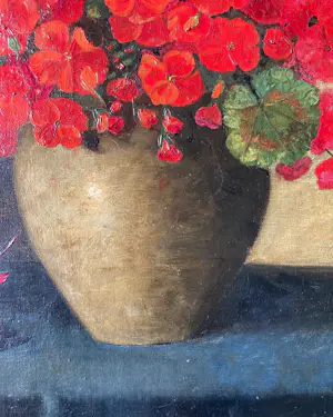 Marie Becht - Bloemstilleven geraniums in vaas kopen? Bied vanaf 225!