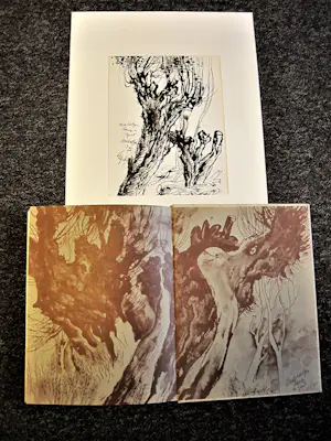 Charles Eyck - Orig. Inkt tekening "Oude wilgen" met boek en handgeschreven opdracht! kopen? Bied vanaf 117!
