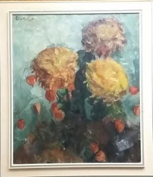 Buy Piet van Wijngaerdt - ** PRIJS VERLAAGD ** Vaas met bloemen - mooi groot kunstwerk? Bid from 575!