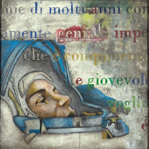 Jan Bollaert - Gemengde techniek op board, Cosmonaut - Ingelijst (Groot) kopen? Bied vanaf 1!