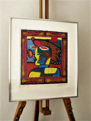 Clemens Briels - 2002- handgesigneerde expressionistische Zeefdruk "nr. 13" in originele lijst. kopen? Bied vanaf 43!
