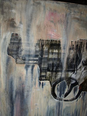 Ronald Hooft - Zeer groot schilderij (200 x 200 cm), “Gun” – New York, 1992 kopen? Bied vanaf 1!