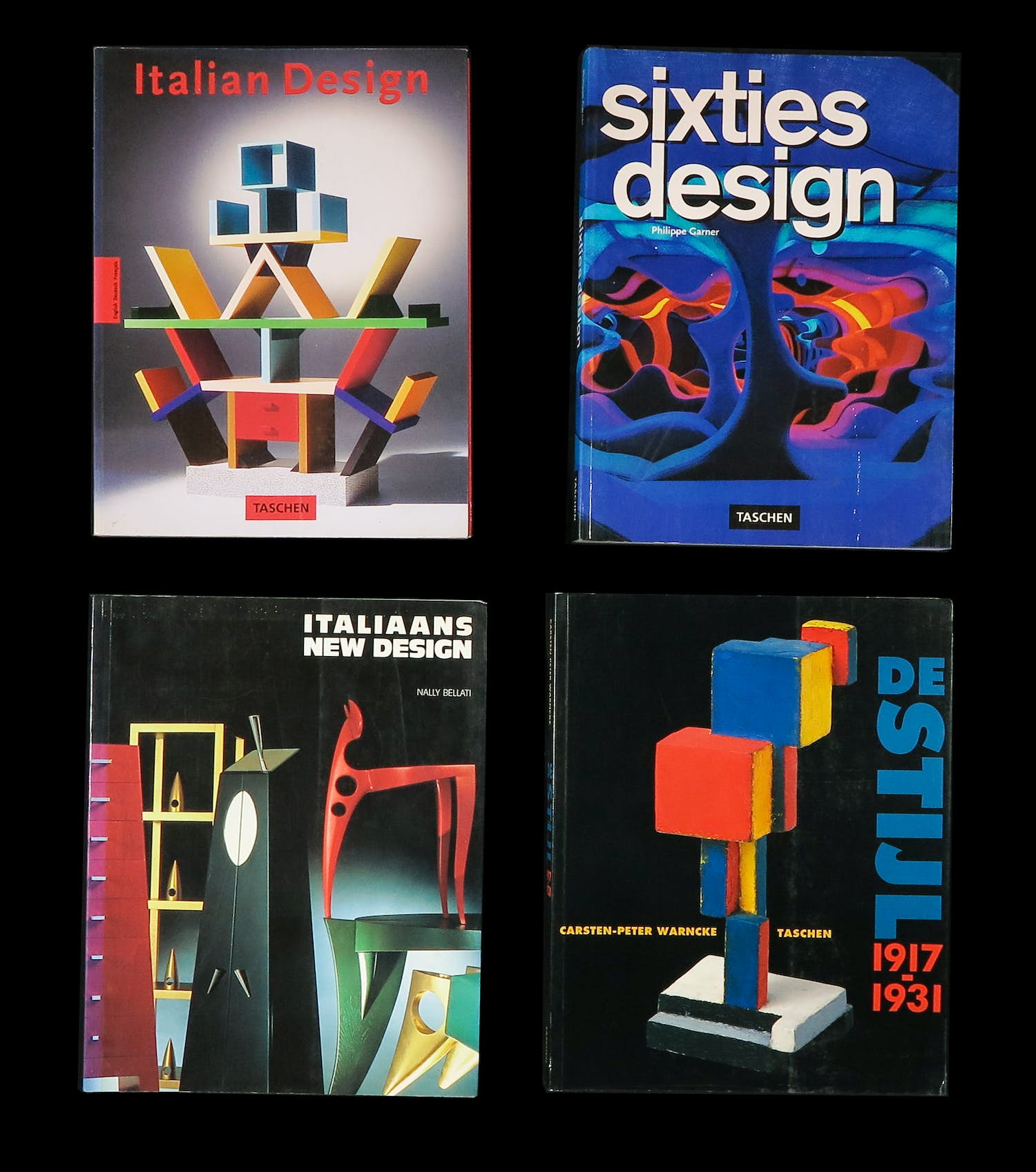 Various Artists Books - Lot van 4 boeken over design! Italiaans, Sixties, en De Stijl! verkocht voor € 1!