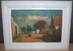 Herman Heuff - Zonnig dorp, Zeeland + onbekend gesigneerde pastel jonge vrouw kopen? Bied vanaf 10!