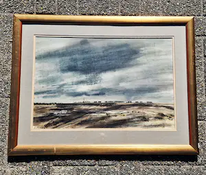 Jan Burgerhout - Jaren 60 - Gouache "Maashaven gebied Rotterdam" - mooi ingelijst - GROOT!! kopen? Bied vanaf 1!