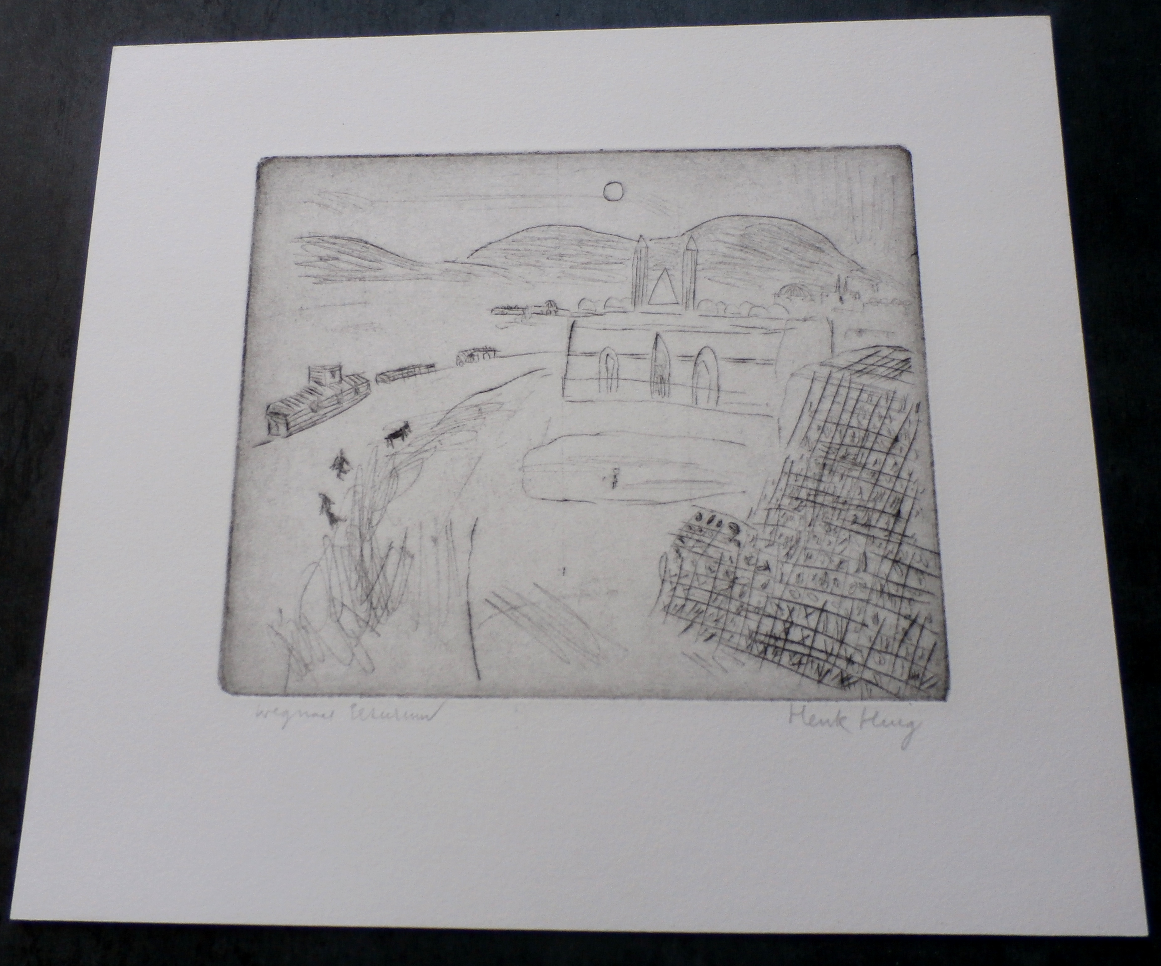 Henk Huig - ets: weg naar ... kopen? Bied vanaf 35!