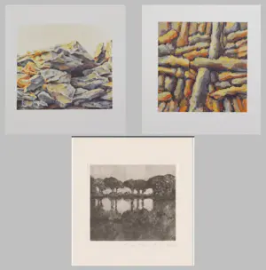 AcheterRolf Meyn - Drie handgesigneerde zeefdrukken: Landschappen I, II, III | GRATIS VERZENDING? Enchérissez de 35!