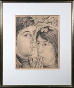 Wout van Vliet - Lithografie, Stel - Ingelijst verkocht voor € 35!