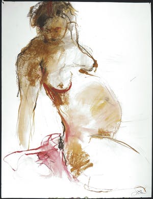 Franscz Witte - Gemengde techniek op papier, Zittend naakt kopen? Bied vanaf 1!