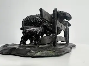Adri de Waard - Bronzen sculptuur | 'Schaapjes achter een hek' kopen? Bied vanaf 1!
