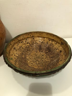 Curiosa - Prachtige antieke (water-) kan en zeldzame schaal, aardenwerk, 19e eeuws kopen? Bied vanaf 1!