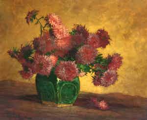 Cornelis Raaphorst - C4813, Stilleven met Chrysanten in gemberpot verkocht voor € 200!