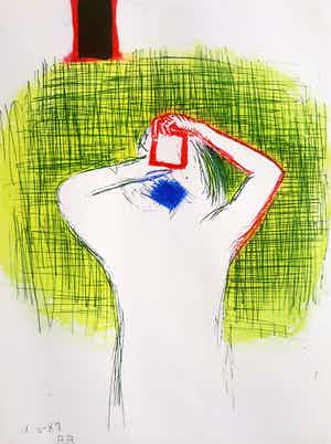 Roger Raveel - De fotografe, aquatint ets (netjes ingelijst) verkocht voor € 750!