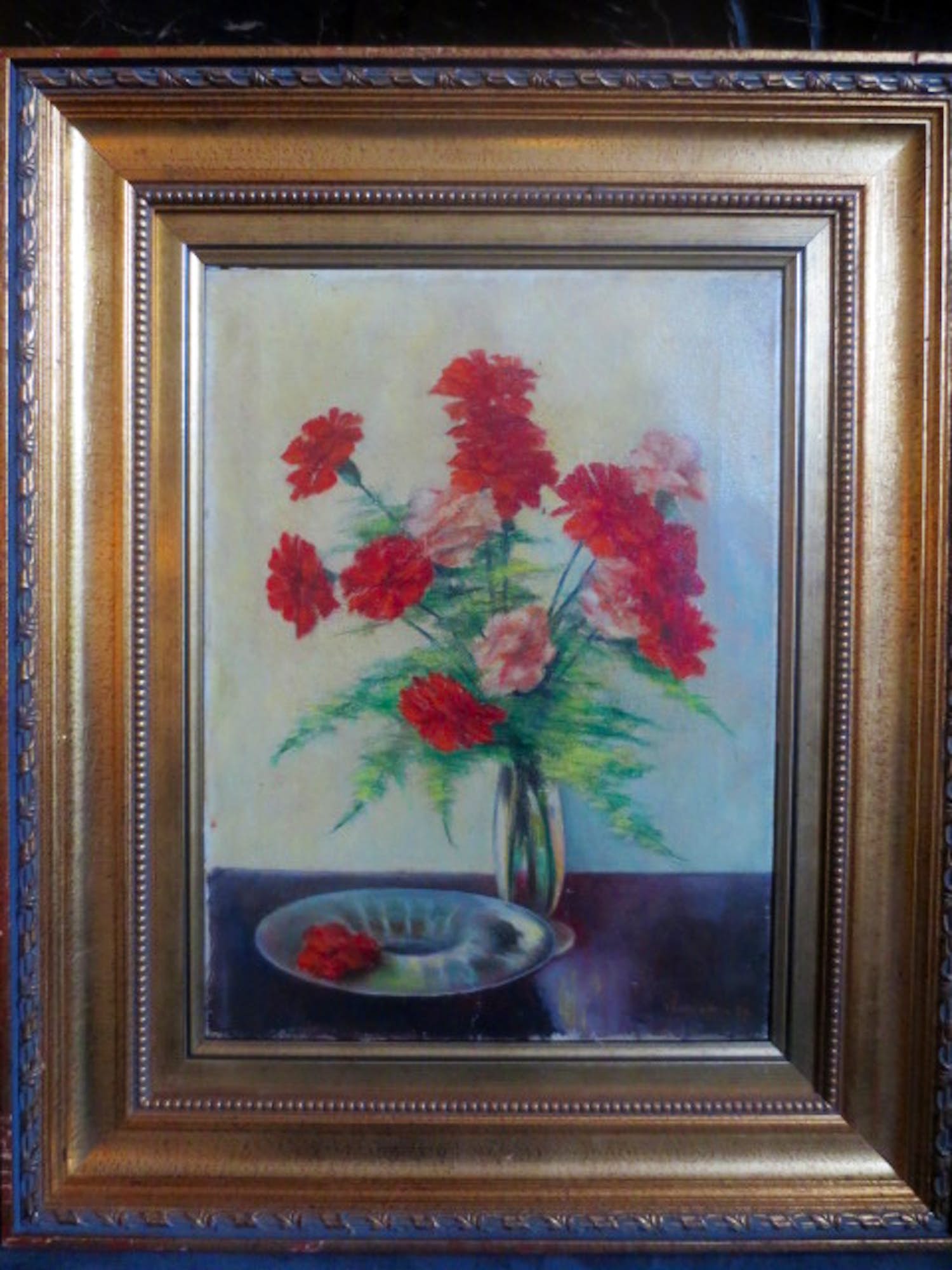 Wil van Leeuwen - Stilleven Anjers 1938 verkocht voor € 65!