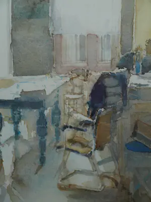 Ad Kroese - Ingelijste aquarel , Atelier II – 1998 - Lijst, 60 x 49 cm. kopen? Bied vanaf 100!