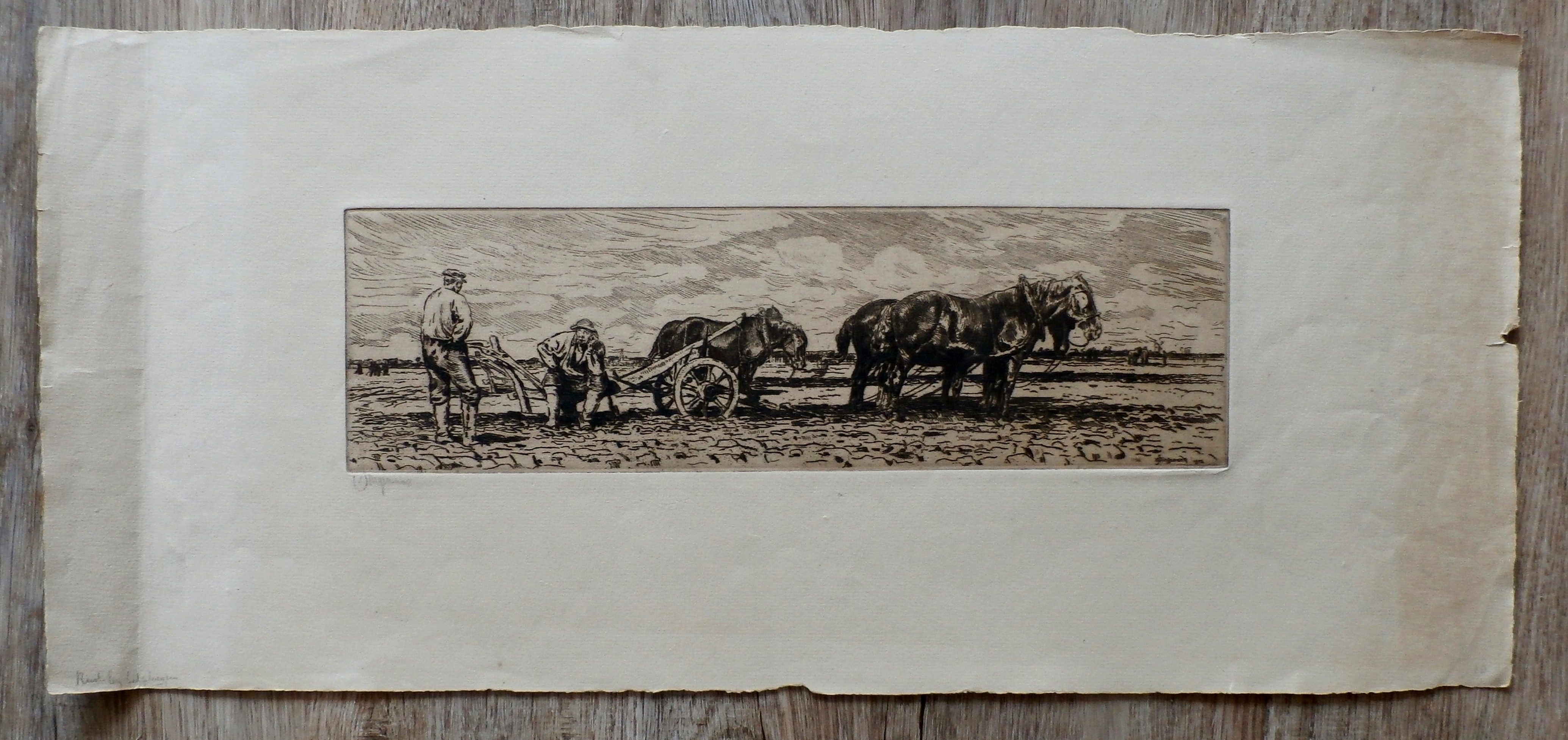 Waalko Jans Dingemans (sr.) - ets: rust bij het ploegen - 1902 kopen? Bied vanaf 55!