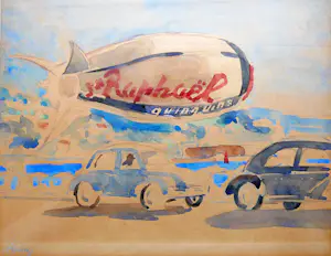 Fik Abbing - Le Lavandou Boulevard -aquarel circa 1950- kaufen? Bieten Sie von 50!