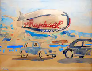 Fik Abbing - Le Lavandou Boulevard -aquarel circa 1950- verkauft für € 45!