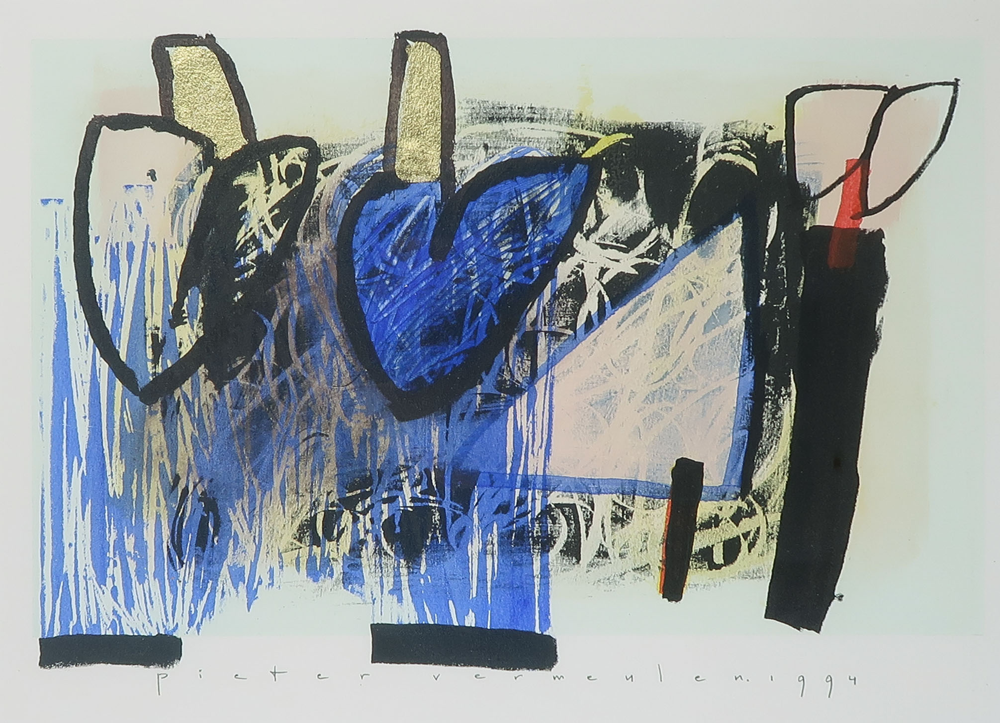 Pieter Vermeulen - Gemengde techniek op papier, Zonder titel - Ingelijst kopen? Bied vanaf 1!