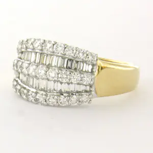 14k bicolour gouden ring met briljant en baguette geslepen diamant tot. 1.00ct kopen? Bied vanaf 1200!
