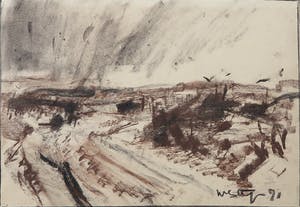 Wim Steijn - Krijttekening, Uitzicht kopen? Bied vanaf 35!