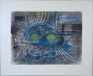 Theo van der Nahmer - Krijt op papier, Stilleven - Ingelijst verkocht voor € 50!