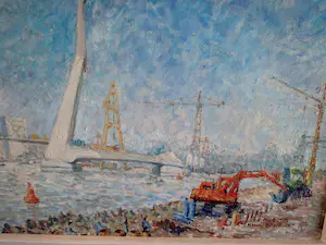 Niet of onleesbaar gesigneerd - Erasmusbrug Rotterdam in aanbouw kopen? Bied vanaf 1!