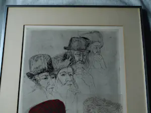 Abraham Yakin - Ingelijste kleurenets , Joodse mensen – E/A nr. 42/48 – 78 x 48 cm. kopen? Bied vanaf 80!