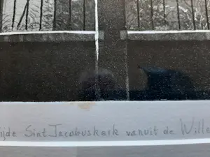 Wim Bettenhausen - Ets, Koorzijde Sint Jacobus kerk van uit de Willemstraat. kopen? Bied vanaf 100!