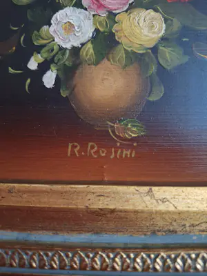 R. Rosini - Bloemstilleven in schitterende lijst kopen? Bied vanaf 135!