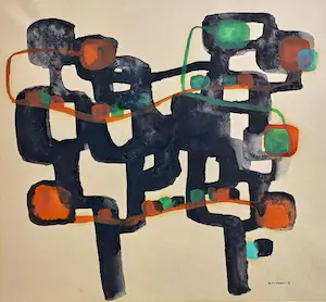 Dora Tuynman - Abstracte compositie, gouache (mooi ingelijst) kopen? Bied vanaf 1500!