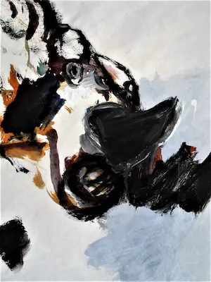 Geert Jan Jansen - Grote expressionistische Gouache op papier "Neushoorn" gesigneerd kopen? Bied vanaf 79!