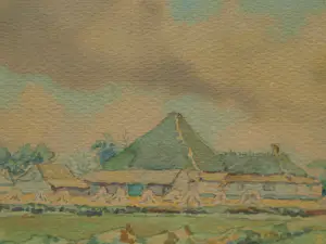 Ad Blok van der Velden - Ingelijste aquarel , Landschap Texel - 1947 kopen? Bied vanaf 250!