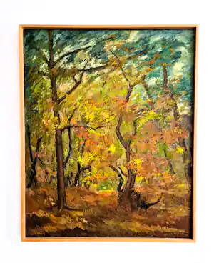 Jan van Herwijnen - 1953 - post-impressionistisch olieverf - Herfstlandschap met blauwe lucht - ges. verkauft für € 800!